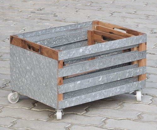 Set of 3 Wooden and Metal Caddy