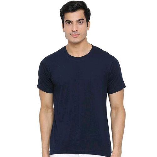 Dark Blue  Round Neck Plain T-Shirt