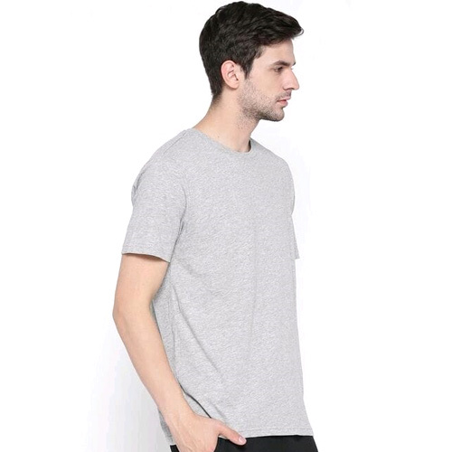 Gray Round Neck Plain T-Shirt