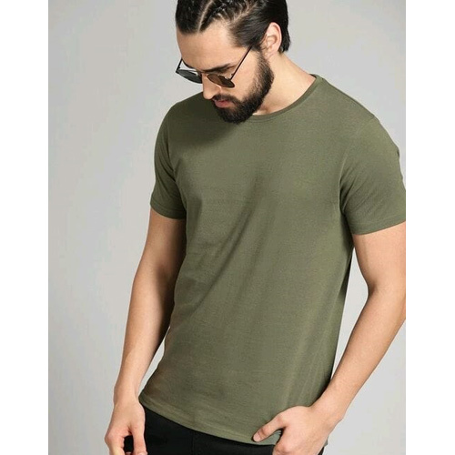 Olive Green Round Neck Plain T-Shirt