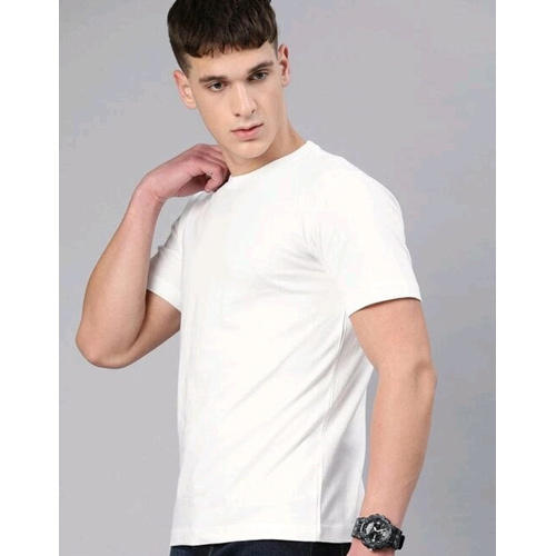 White Round Neck Plain T-Shirt