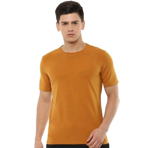 Yellow Round Neck Plain T-Shirt