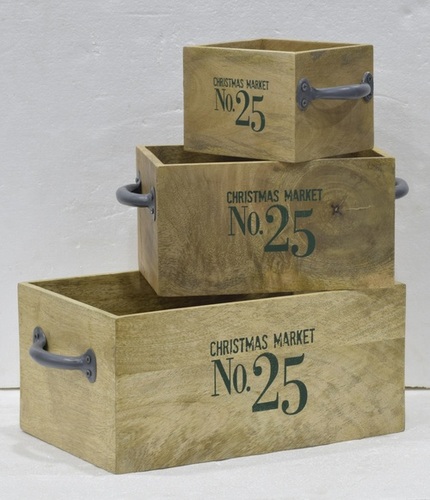 Set Of 3 New Look Wooden Caddy - Color: Different