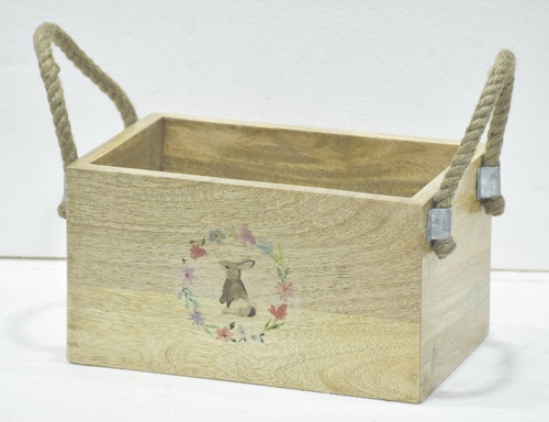 Acacia Wooden Caddy With Jute Handle