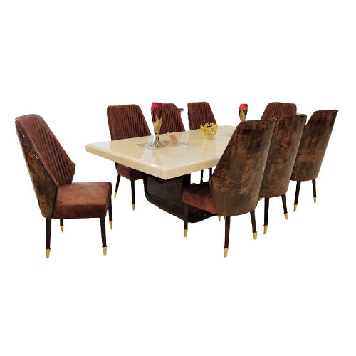 8 Seater Designer Marble Top Dining Table Set