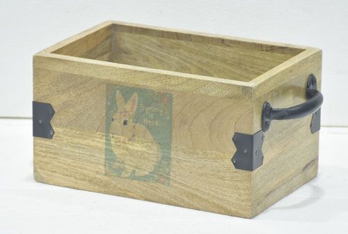 Printed Wooden Caddy With Metal Handle