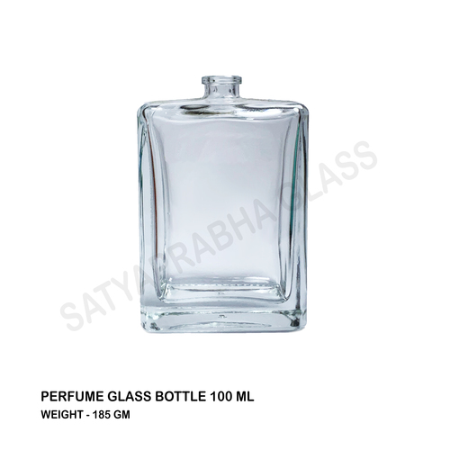 100 ML Perfume Bottle - 100 ml Square, Transparent Glass | Height 90 mm, Width 59 mm, Weight 185 gm, Suitable for Perfume Packaging