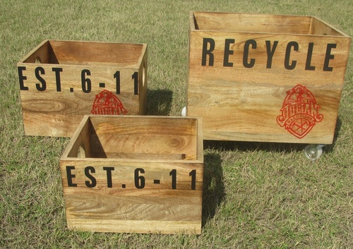 Set  Of 3 Wooden Caddy With Bearing