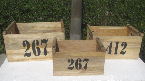Set  of 3 Wooden Caddy With Wooden Handle