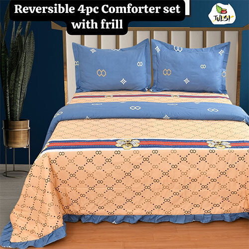 Reversible 4Pc Comforter Set With Frill