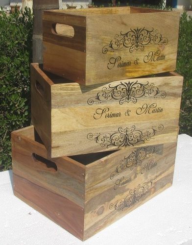 Set of 3 Wooden Printed Caddy