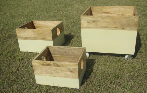 Set of 3 Acacia Wooden Caddy