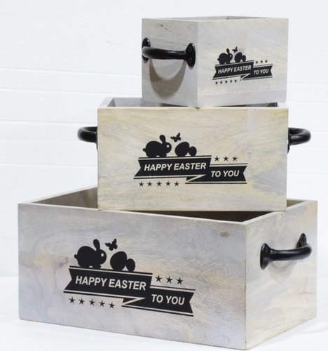 Set of 3 Printed Wooden Caddy