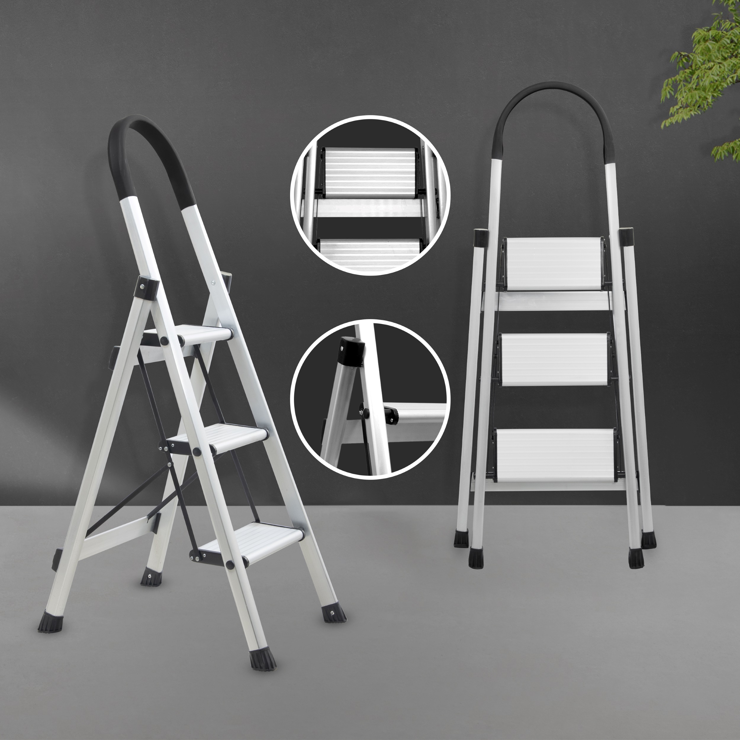 ALUMINIUM PREMIUM SILVER 3 STEP LADDER