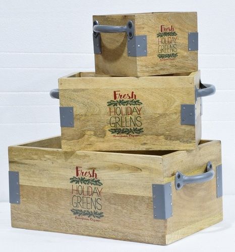 Set Of 3 Wooden Printed New Design Caddy