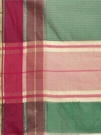 Leeza Store Women's Teal Green Jacquard Silk Blend Mangalagiri Woven Checkered Saree With Unstitched Blouse Piece