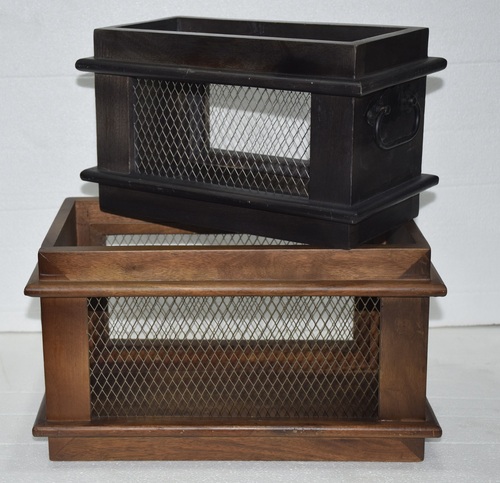 Set of 2 Perforated Wooden Caddy