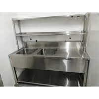 Double Bowl Sink With Table And Two Over Shelf