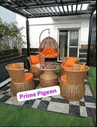 Outdoor Swing Chair - Poly Nylon & Heavy Iron Frame, Honey/orange Color, Luxury Synthetic Rattan Weaving, All Weather Support & Indoor/outdoor Use, Rust Proof & Uv Resistant, Easy To Clean, 1-year Warranty