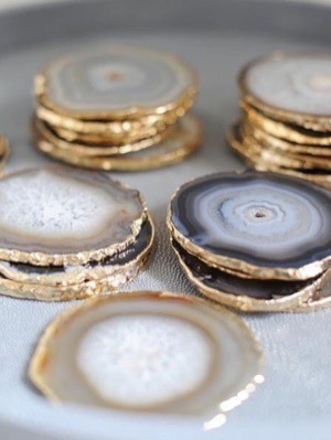 Agate Coaster with gold electroplating