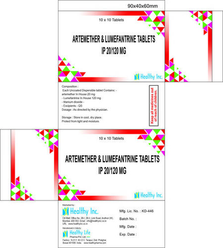 Artemether 20mg + Lumefantrine 120mg tablets