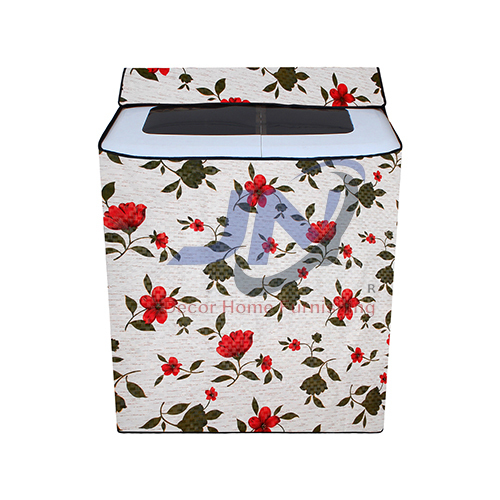 Flower Printed White Washing Machine Cover