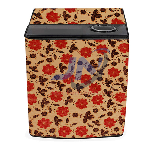 Flower Printed Beige Washing Machine Cover