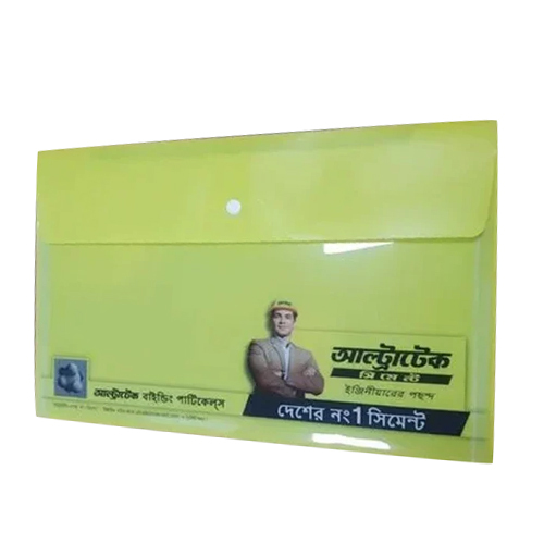 Yellow Plastic Button File Folder