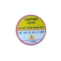 Caution Vinyl Adhesive Sticker - Shape: Rectangle