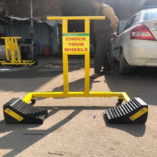 Truck wheel chock with metal stand