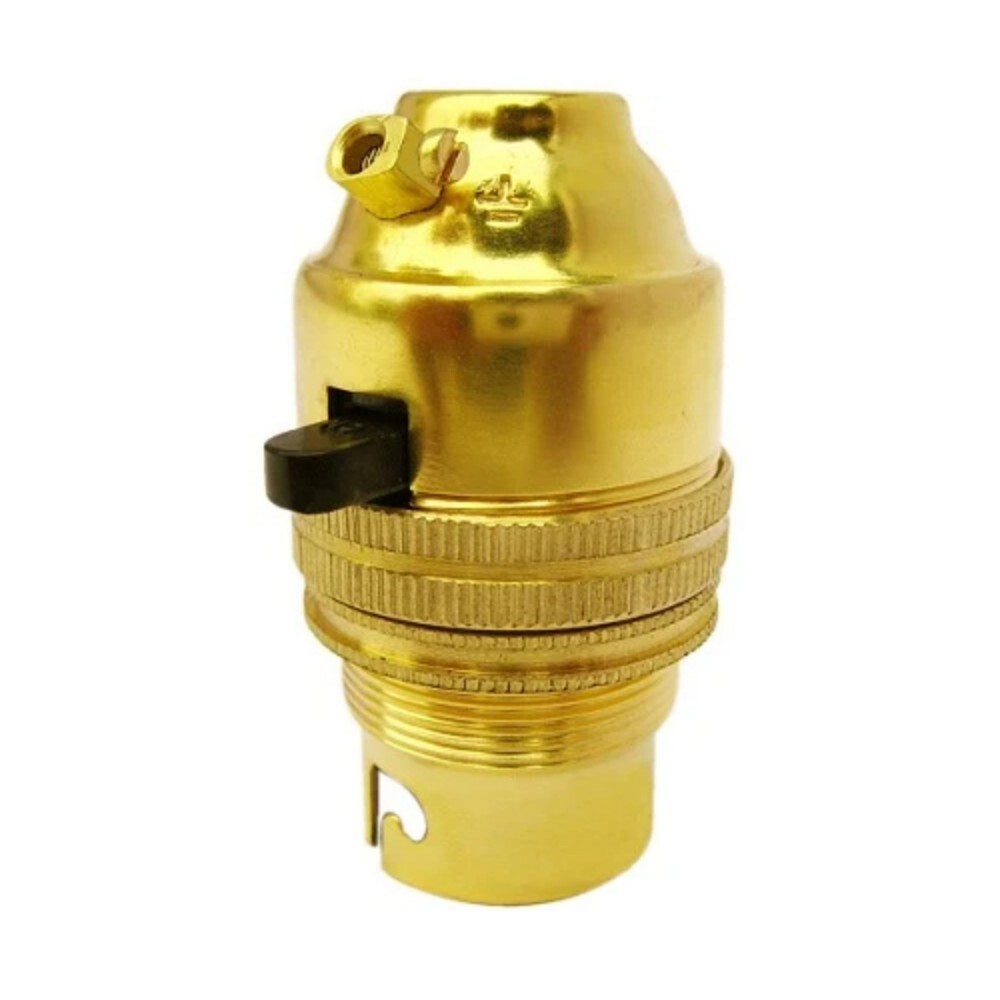 122 Brass Lamp Holder With Switch - Color: Golden