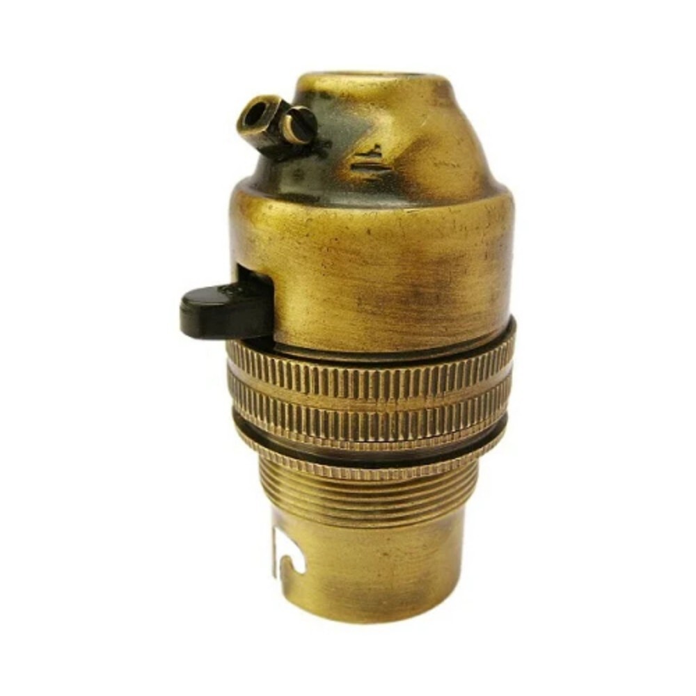 122A Brass Lamp Holder With Switch - Color: Golden