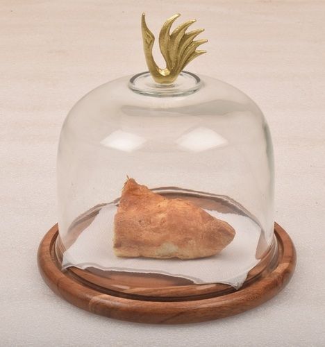 Wooden Cake Dome With Golden With Knobe