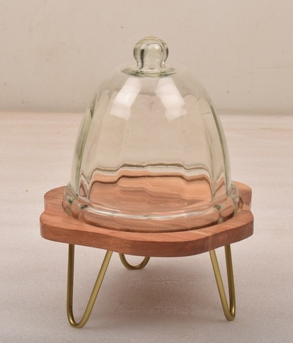 Wooden Cake Dome With Metal Leg