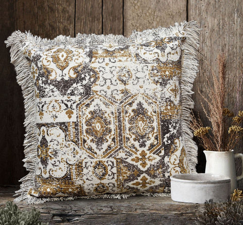 Mustard | Brown | Cream | Grey | Multicolor Stone Wash Printed Cushion Cover