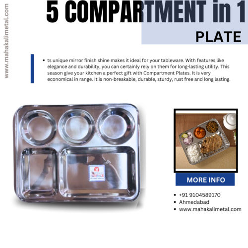 Stainless steel 5 in 1  compartment dish -26 G
