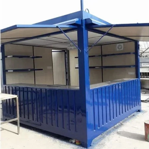 Blue Paint Coated Galvanized Iron Portable Kitchen Cabin