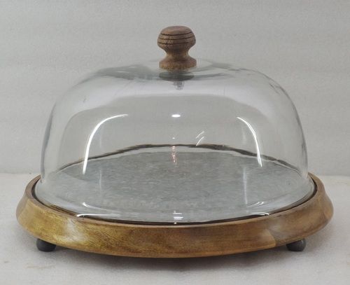 Round Cake Dome With Wood Knobe