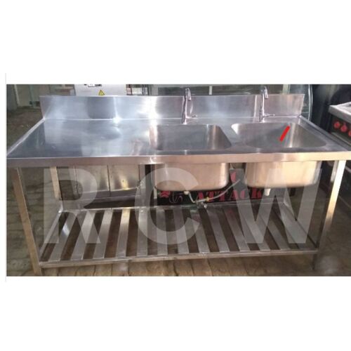 Used Stainless Steel Table With Two Sink