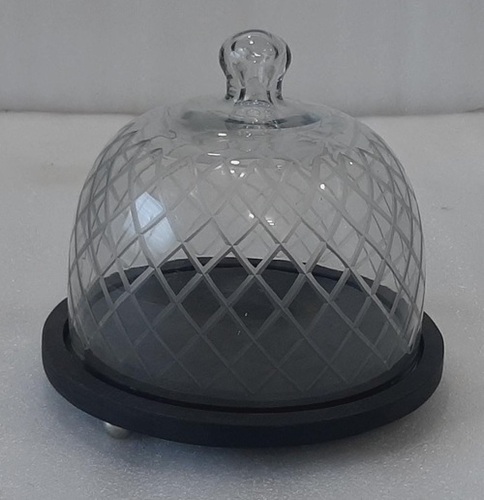 Wooden Cake Dome With Perforated Glass