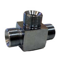 1.4 Inch Male Branch Tee - Polished Mild Steel, Sleek Silver Finish, Warranty Included