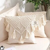 Handmade Macrame Cushion Covers - Color: Cream