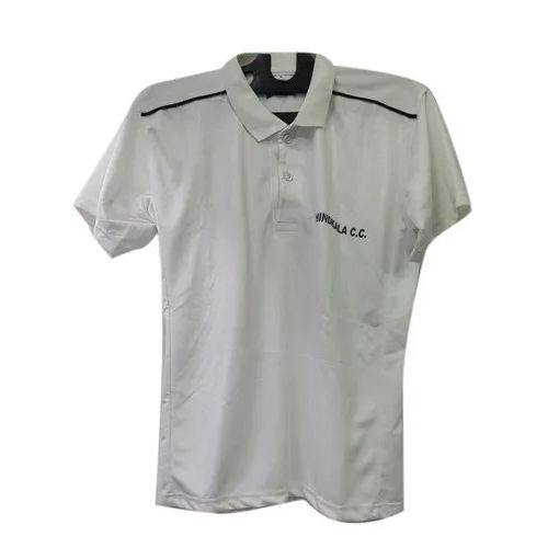 Polyester White Cricket Half T Shirt