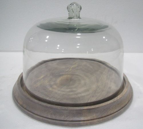 New Look Cake Dome With Wooden  Base