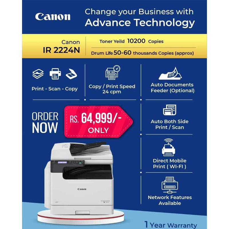 Canon Ir 2224N Printer Machine - Automatic Grade: Semi-Automatic