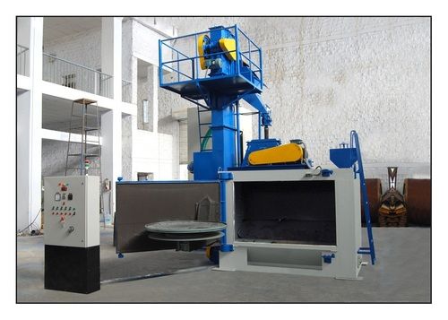 8 FEET SWING TABLE SHOT BLASTING MACHINE WITH DUST COLLECTOR.