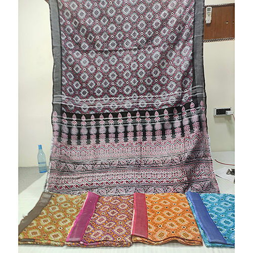 Multicolor Fancy Ajrakh Print Saree