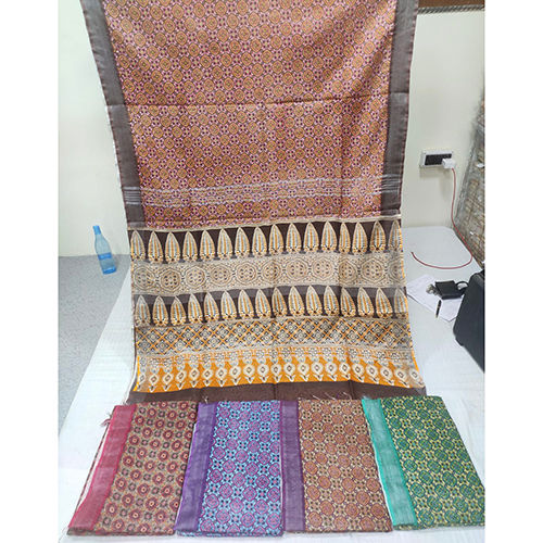 Multicolor Stylish Ajrakh Print Saree