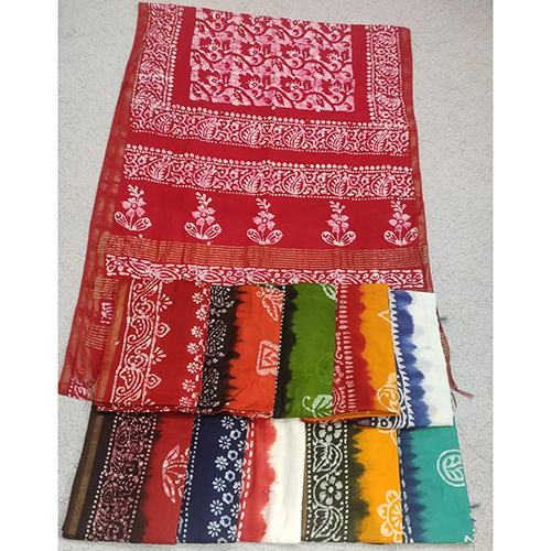 Cotton Slab Batik Print Saree