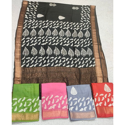 Multicolor Fancy Modal Silk Block Print Saree